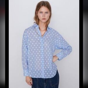 Zara Polka dot button down shirt
